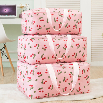 

HomePower thick Oxford cloth quilt storage bag can be portable washable finishing bag storage box soft storage box 3 sets of cherry powder