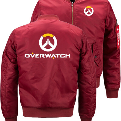 

Overwatch OW Logo Bomber Flight Flying Jacket Winter thicken Warm Zipper Men Jackets Anime Mens Casual Coat