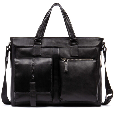 

DANJUE Fashion Men Handbag Solid Color Business Briefcase High Quality Genuine Leather Laptop Bag Male Trendy Tote Men Leisure