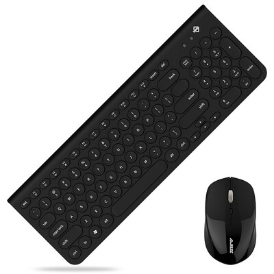 

Blackjazz AJAZZ 325i mute wireless keyboard&mouse set retro round keychain Monarch black desktop notebook keyboard&mouse home office