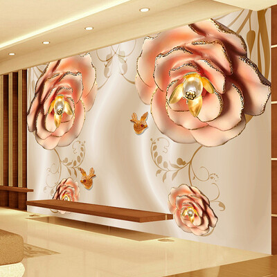 

Высокое качество Custom 3D Wall Murals Wallpaper Роскошный трехмерный стереоскопический тисненый цветок пиона