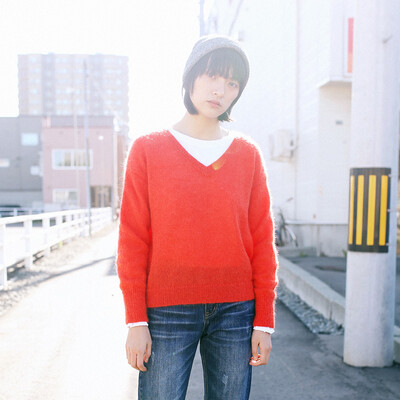 

And with pure Raincun C6145 mohair red sweater female v-neck pullover wool ulzzang sweater orange M C6145JR0M