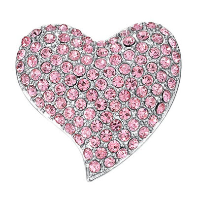 

Yoursfs Heart Brooch For Women Cluster Micro Pave Clear Austrian Crystal Love Heart Brooch Pin