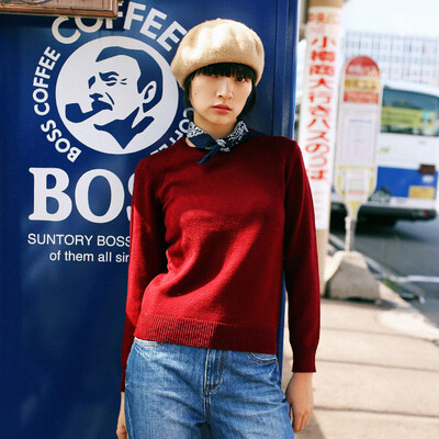 

And with pure Raincun C6137 wool sweater ulzzang Slim Straight Straight Casual Solid Color Wine Red S C6137R20S