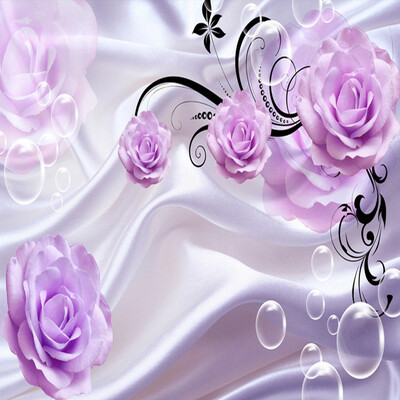 

Custom Photo Wallpaper 3D Floral Purple Rose Silk Background Modern Simple Romantic Living Room Bedroom Wall Design Mural Paper