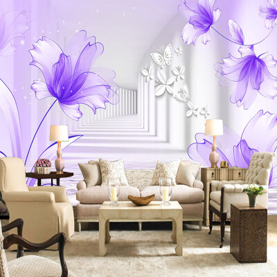 

Пользовательские обои Mural Purple Lily Flower Stereoscopic Абстрактное искусство Стена Картина Гостиная Диван Телевизор Фон Фото обои