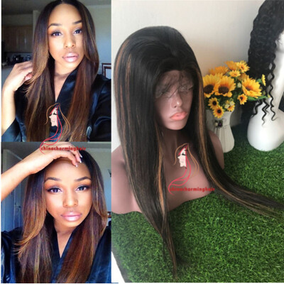 

Brazilian virgin human hair full lace wigs for black women 1b30 Highlight color straight Full Lace wigs with baby hair