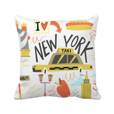 

America New York City Liberty Illistration Square Throw Pillow Insert Cushion Cover Home Sofa Decor Gift