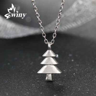 

Unique Winy Silver Necklace Women 925 Silver Clavicle Chain Christmas Gift Small pine