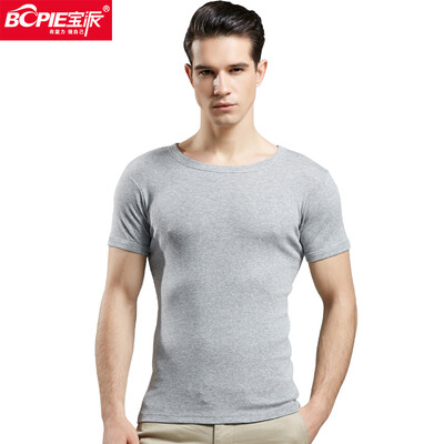 

Baopai BOPIE mens vest mens cotton T-shirt short-sleeved casual sports breathable bottoming sweatshirt ash round neck XXXL 185110