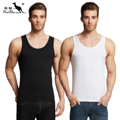 

Kangaroo DaiShu 2 pieces mens vest mens cotton casual sports tide mens vest bottoming shirt black white XXXL