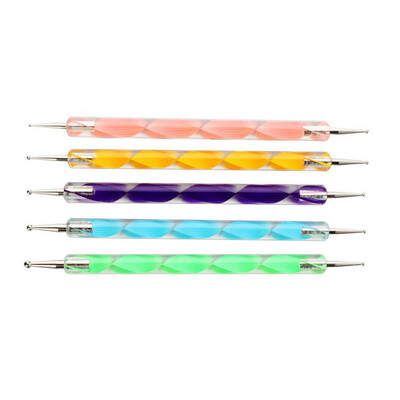 

5pcs 1 Set 2 Way Dotting Pen Marbleizing Tool Nail Art Design Dot Paint Tools