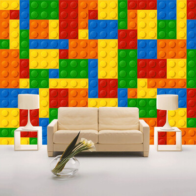 

Custom Size 3D Wall Murals Wallpaper For Living Room Lego Bricks Childrens Bedroom Toy Store Non-woven Mural Wallpaper Decor