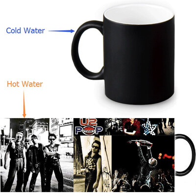 

U2 Rock Band 350ml / 12oz Heat Reveal Mug Color Change Чашка кофе Чувствительные морфинг-кружки Волшебная чашка для чайных чашек