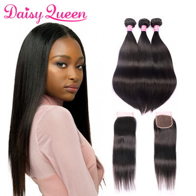 

Peruvian Virgin Hair With Closure 8A Straight Human Hair 3 Bundles With Closure Peruvian Straight Virgin Hair With Lace Closure