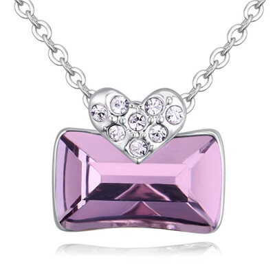 

Heart Necklace Square Crystal from Austrian Women Fashion Jewelry Rhinestone Necklace Pendant Bijouterie 27110