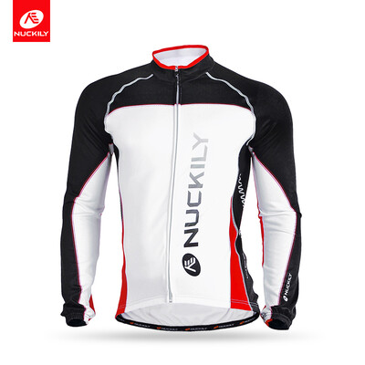 

NUCKILY Winter Mens Black & Red Bike Wear Thermal Fleece Cycling Jersey For Cyclist MI003