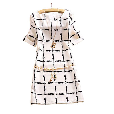 

Lovaru ™New 2015 fashion Summer New Korean Edition Cultivate One's Morality Slim Chiffon Black and White Squares Dress