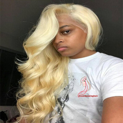 

Blonde Color Lace Front Human Hair Wigs With Baby Hair 613 Brazilian body wave blonde Hair wig Pre Plucked Natural Hairline