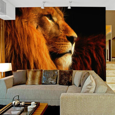 

Custom 3D Photo Wallpaper 3D Lifelike Animal Lion Wall Murals For Kids Bedding Room TV Backdrop Embossed Non-woven Wall Papers