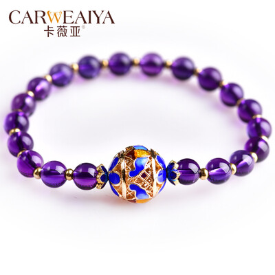

Carweaiya amethyst single ring design bracelet Cloisonne Butterfly Pendant Chinese style traditional hand-made