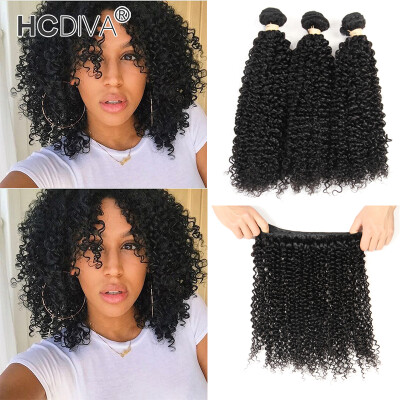 

HCDIVA Indian Virgin Hair Kinky Curly 3 4 Bundles Lot Natural Black Suitable Dying Colors Soft No Shedding India Unprocessed Hair