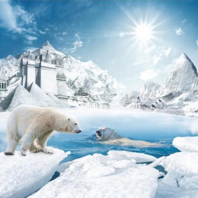 

Custom Mural 3D Lovely Polar Bear Ice Snow Sunshine Wall Painting Спальня Гостиная Диван Нетканые настенные обои Фото обои