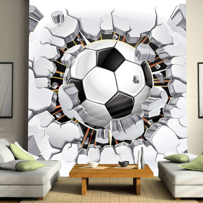 

Custom Any Size 3D Stereoscopic Photo Wallpaper For Kids Room Modern Creative Football Broken Wall Mural Bedding Room Backdrop