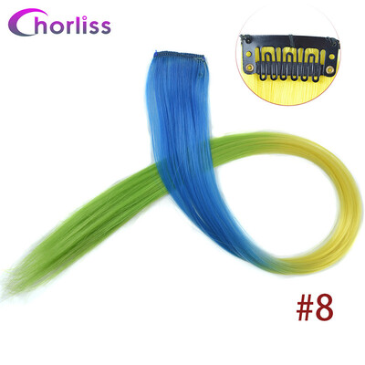 

Chorliss Clip In Hair Extensions 50Cm 20 Inch Long Colorful One Piece Synthetic Straight Fake Hair one Tone Pink Purple Blue