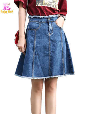 

S M L XL XXL XXL waist 66 -82cm cotton casual new summer 2018 jeans skirt women blue denim a line knee length elegant female