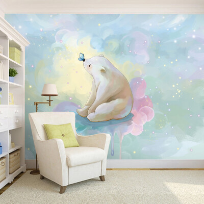 

Custom photo wallpaper Hand-painted cartoon dream bear large mural living room children bedroom wallpaper mural