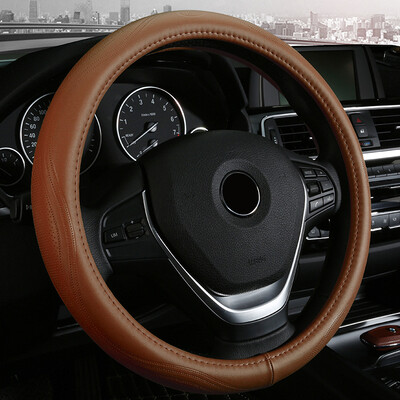

Chi Qin steering wheel cover leather cowhide way Guan Luola Fox Ying Lang Xuan Yi Fu Rui Si Qi Jun set BMW 5 Series four seasons 3D sports whole leather brown