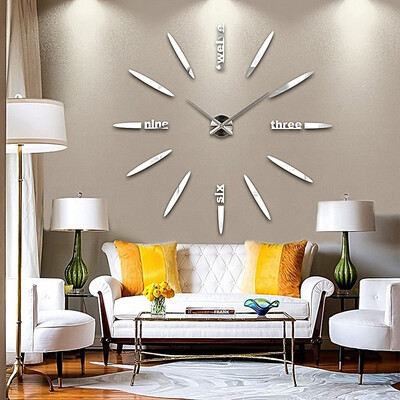 

3D Wall Clock Frameless Modern Mirror Metal Large Wall Stickers Clocks Wall Watches Room Home Decorations