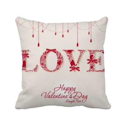 

Love Happy Valentines Day Red Square Throw Pillow Insert Cushion Cover Home Sofa Decor Gift