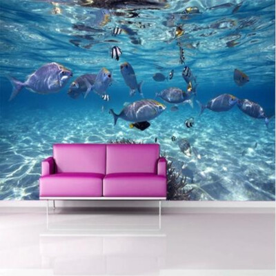 

Custom photo wallpaper 3D murals of the sea floor of the world's marine fish swimming pool TV room wallpaper mural