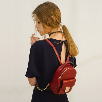 

DISSONA sleek minimalist portable backpack womens fashion handbag small backpack 8163AS3516R00 red