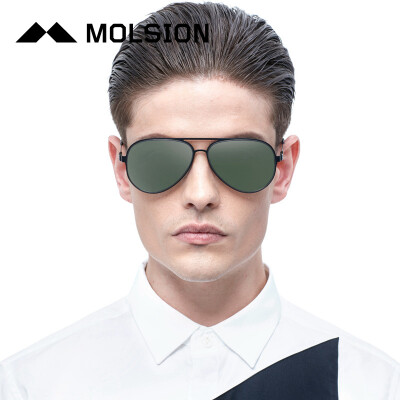 

Mo Sen Mens sunglasses polarized sunglasses pilot driver driving mirror MS1237 M02 half matte black AR blue