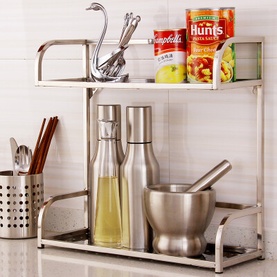 

Ou Runzhe rack 304 stainless steel square tube kitchen storage rack seasoning rack double kitchen shelf