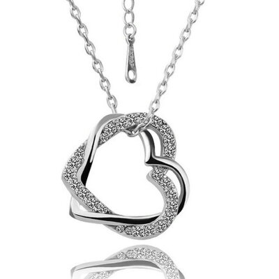 

Yoursfs® 18K White Gold Plated Heart in Heart Pandents Necklace Use Austrian Crystal Fashion Jewelry