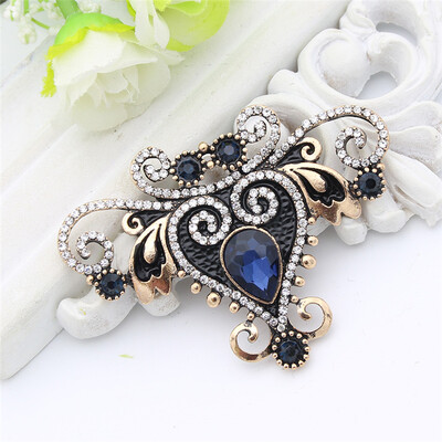 

Vintage Turkish Flower Brooch Pin Antique Gold Color Crystal Corsage Resin Broches Brooches Arab Lady Lapel Hijab Scarf Pin