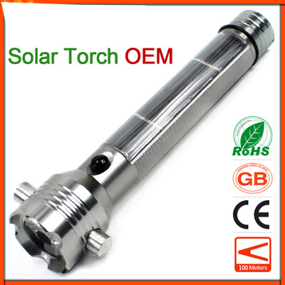 

Solar LED Flashlight Car Charger Safety hammer Emergency Super Bright 18650 Rechargeable High Power Life-Saving Torch