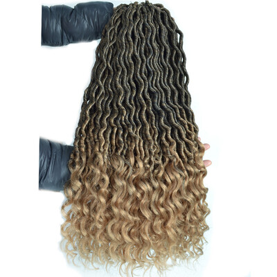 

Chorliss Synthetic Hair Extensions 20Inches Faux Locs Curly Crochet Hair Crochet Braids 24Strands 85gPack Black Blonde Color