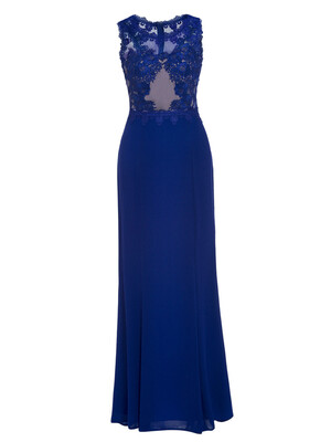 

CAZDZY Scoop Neck Appliques Zipper-Up A Line Evening Dress