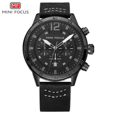 

MINI FOCUS Famous Top Brand Men Quartz Watch Stainless Genuine Leather Men's Wrist Watch MF0006G