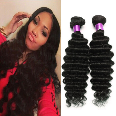 

Brazilian Deep Wave Virgin Hair 3pcs 100g/pcs Natural Black Human Hair Extensions Brazilian Deep Curly Virgin Human Hair Weaves