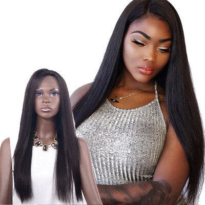 

LADYSTAR Silky Straight Human Hair Wig 180g Естественный цвет с кружевом спереди и реалистичным париком для американских женщин