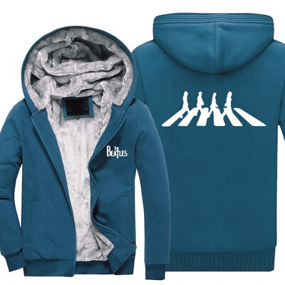 

2018 New USA SIZE Men Winter Autumn Hoodies log BEATLES pattern Fleece Coat Baseball Uniform Sportswear Jacket wool