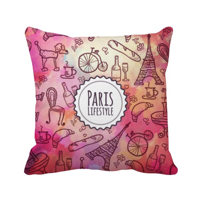 

Pink Life France Landmark Love Paris Square Throw Pillow Insert Cushion Cover Home Sofa Decor Gift