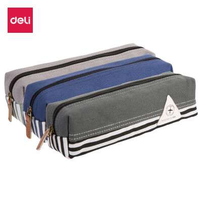 

Deli deli navy style simple canvas pencil bag student pencil storage bag color random 31730