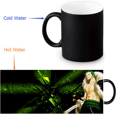 

One Piece Zoro 350ml / 12oz Heat Reveal Mug Color Change Чашка кофе Чувствительные морфинговые кружки Волшебная чашка для чайных чашек